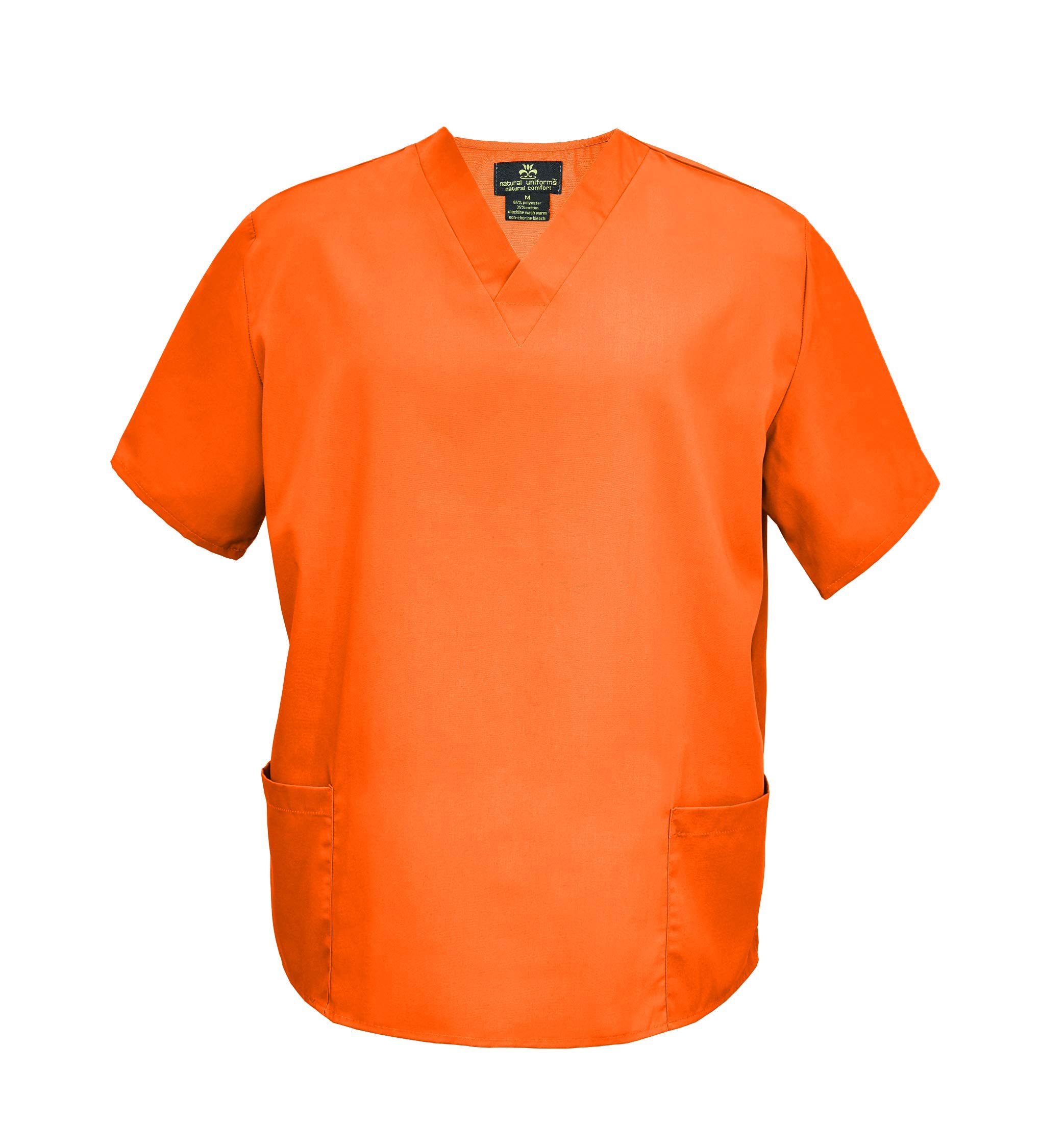 Natural Uniforms Men's Scrub Set Medical Scrub Tops and Pants (Medium, Orange)