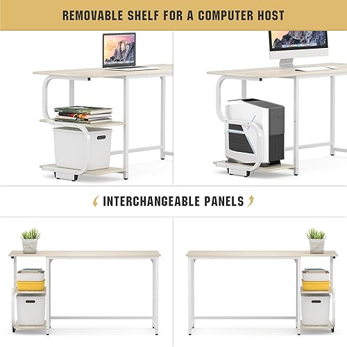 Miniatura 6 de Teraves Escritorio reversible para computadora para espacios pequeños escritorio pequeño con estantes escritorio de juegos de 47 pulgadas escritorio