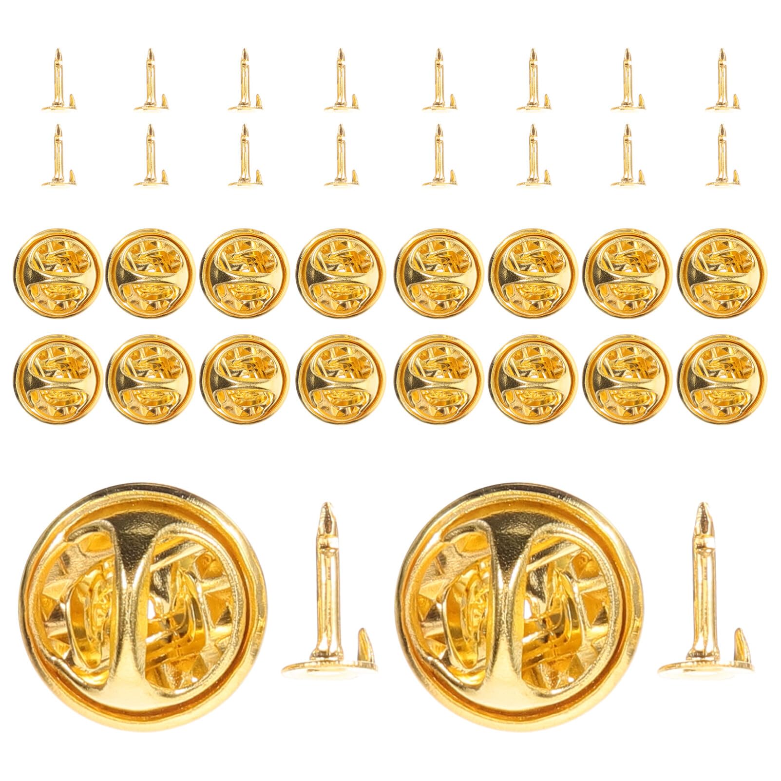 VILLCASE 50 Pcs Butterfly Clutch with Blank Pins Metal Pin Backs Tie Tacks Replacement for Badge DIY Crafts Jewelry Making Golden