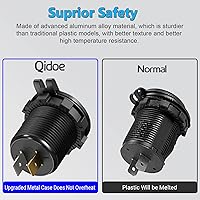 Vista 5 de [Metal Shell] 12V USB Outlet Dual QC 3.0: Qidoe Aluminum Socket 12 Volt Motorcycle USB Outlet with LED Voltmeter Button Switch Waterproof 12 V Car