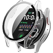 TENOC Watch Case Compatible with Samsung Galaxy Watch 7 44mm, Clear Protective Cover Built-in Tempered Glass Screen Protector for Women Men