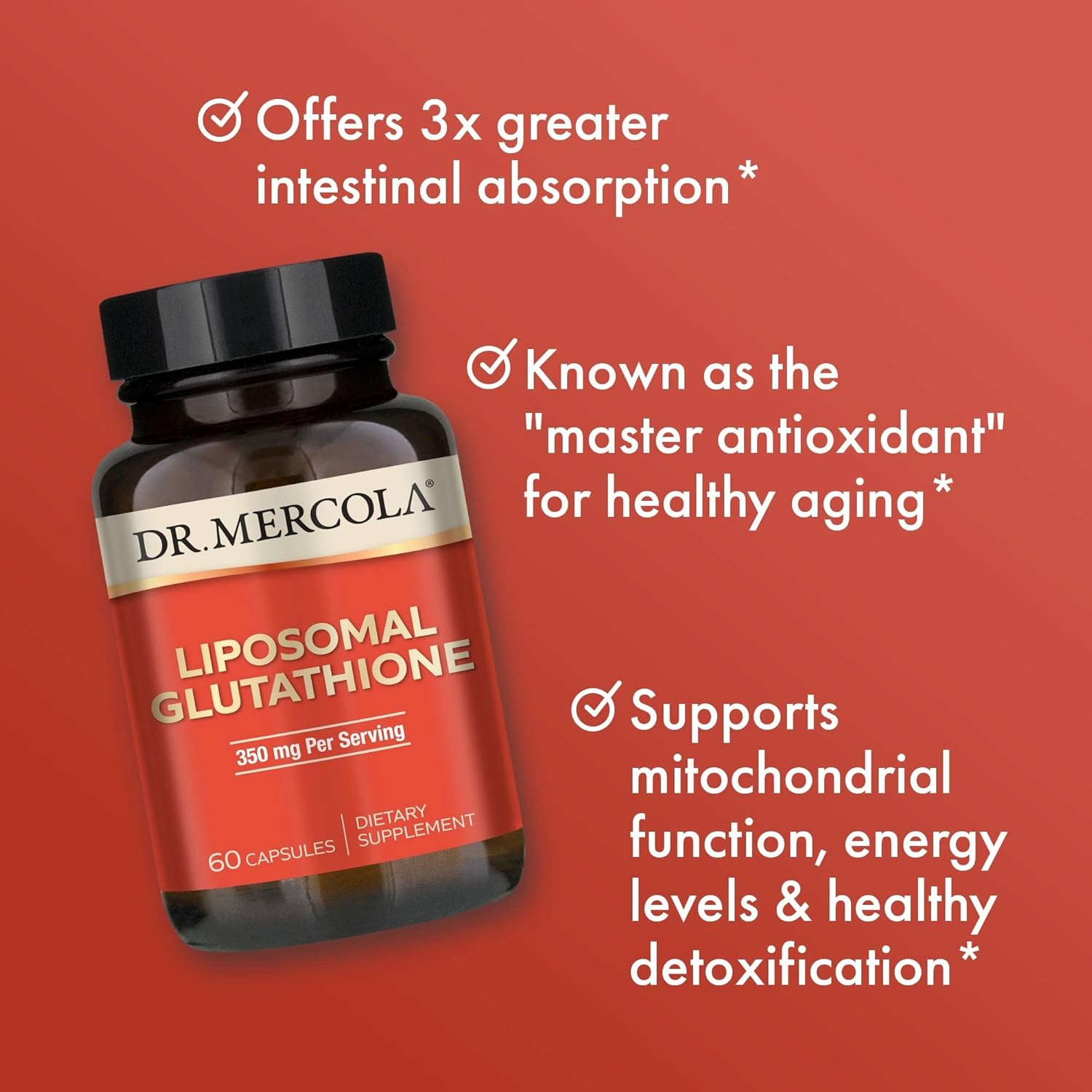 Dr. Mercola Liposomal Glutathione - 350 mg per Serving - Supports Energy Production - High Absorption - Non-GMO, Gluten-Free & Soy-Free - 60 Capsules (30 Servings) - Image 5