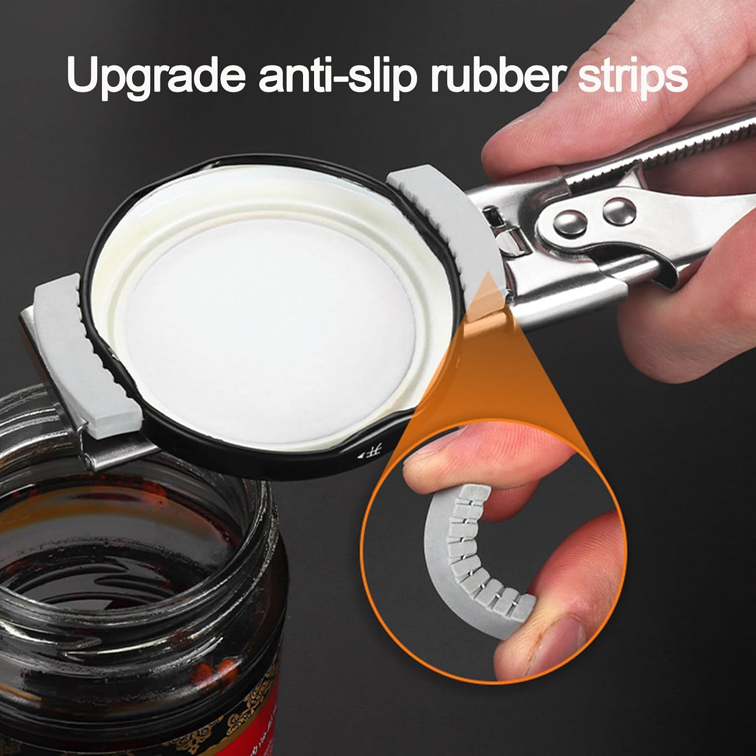 Adjustable Stainless Steel Jar Opener for Seniors, Heavy Duty Lid Opener for Weak Hands, Multi-Size Bottle & Can Opener, Non-Slip Grip