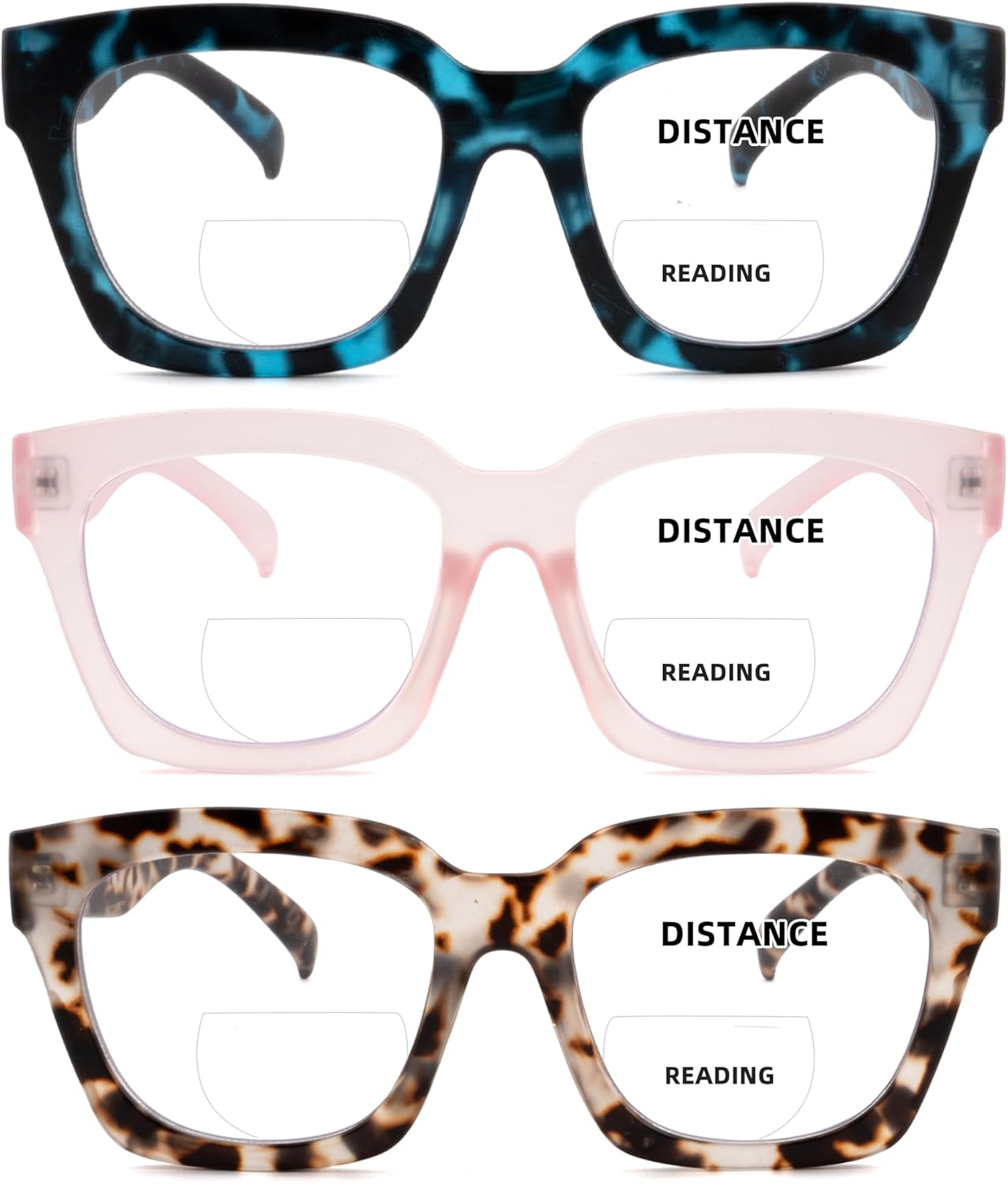 HIYANJN Bifocal Reading Glasses For Women Blue Light Computer Readers Clear Top Oversized Fashion Matte Frame Eyeglasses - Image 3