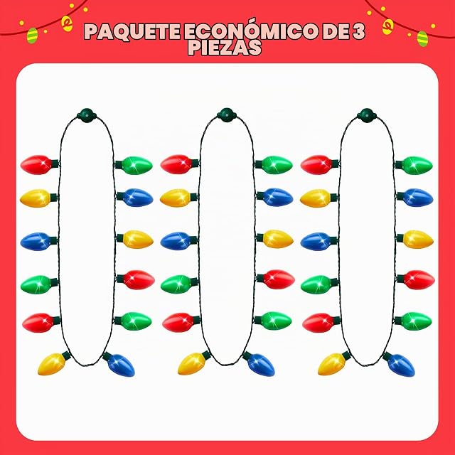 Foto 2 de 7 de JOYIN 3 Pack Collar con Bombillas Luces LED Navideñas, Accesorios de Fiestas de Navidad, Ofertas de Fiesta