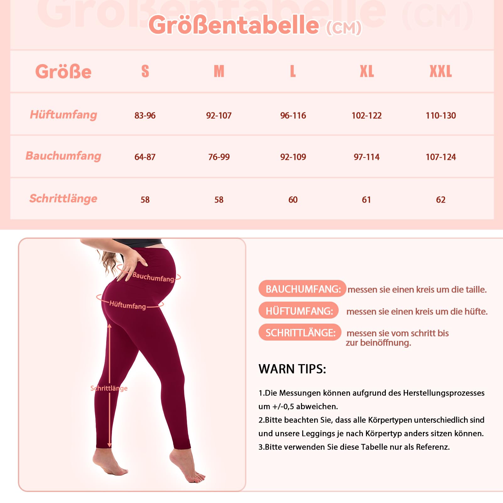 SINOPHANT Damskie legginsy ciążowe z wysoką talią, spodnie ciążowe z kieszeniami, nieprzezroczyste legginsy ciążowe, miękkie, elastyczne, moda ciążowa, do domu, jogi