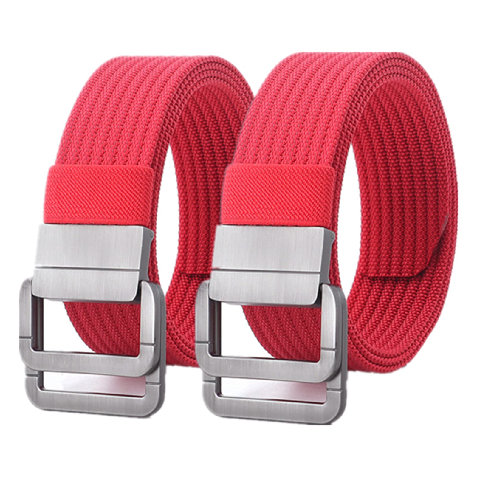 Paski męskie Pleciony pasek, paski męskie, wojskowy pas taktyczny z podwójną klamrą z nylonową klamrą, 2 szt(Red,Length 150CM)