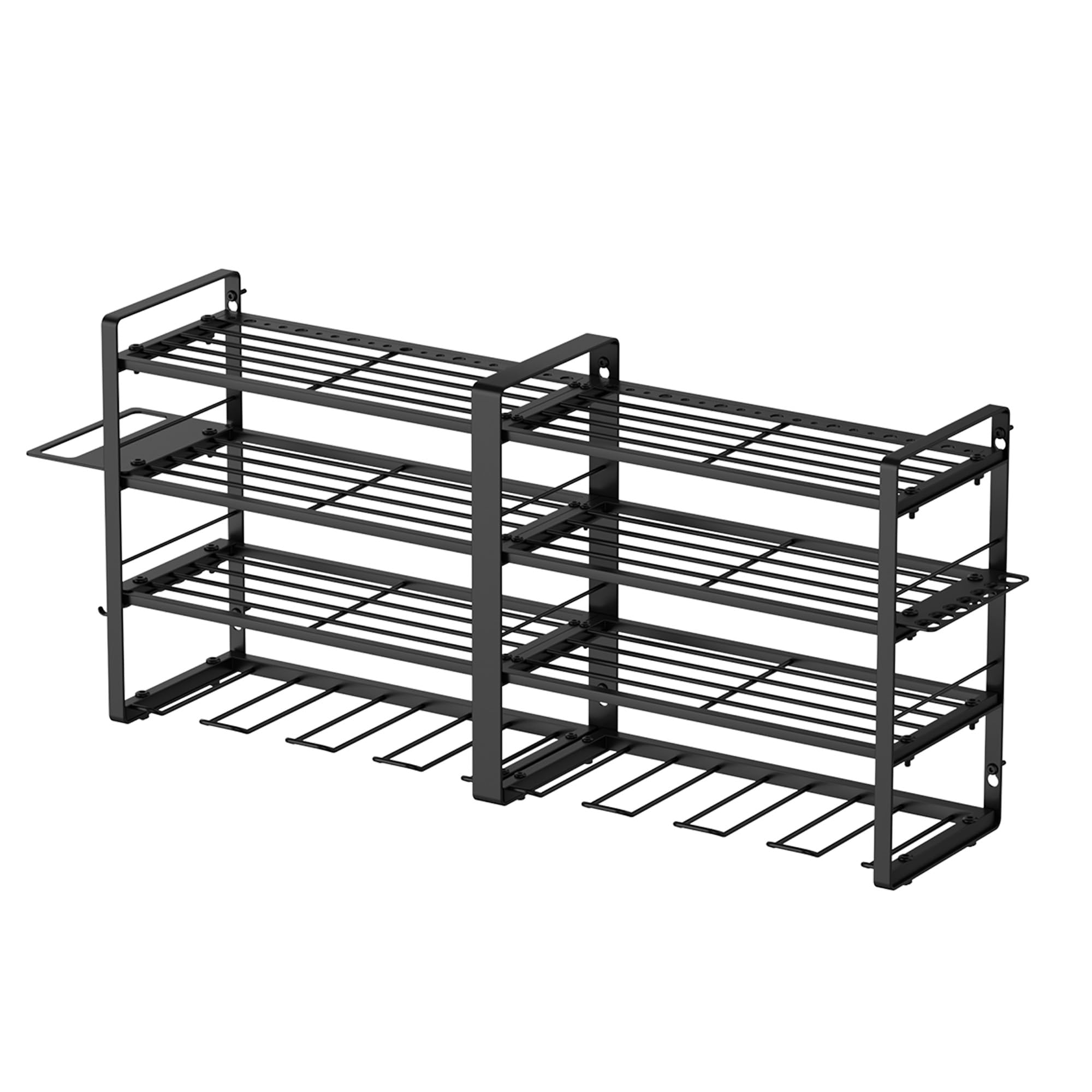 W-17 4-poziomowy metalowy organizer na narzędzia warsztatowe, z 4 dodatkowymi uchwytami na wiertarki (80 x 25 x 45 cm, 4 poziomy)