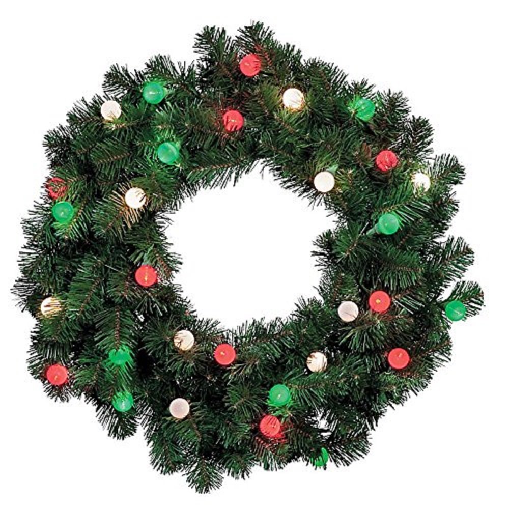 Christmas 30" LED Lighted Wreath with Large Globe Shaped Multi Color Lights