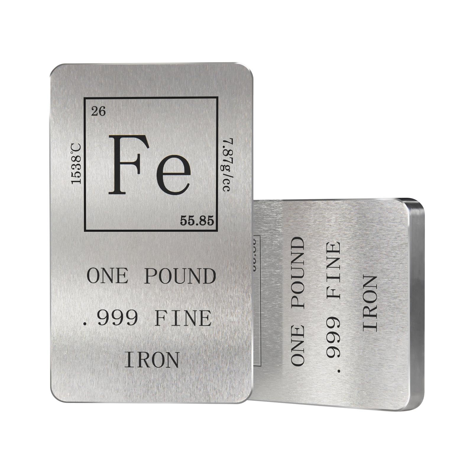 Periodensystem aus Eisen, 0,5 kg, 999 feiner Eisenbarren, 10 x 5 x 0,9 cm, gebürstetes Metall-Finish, Briefbeschwerer (Eisen)