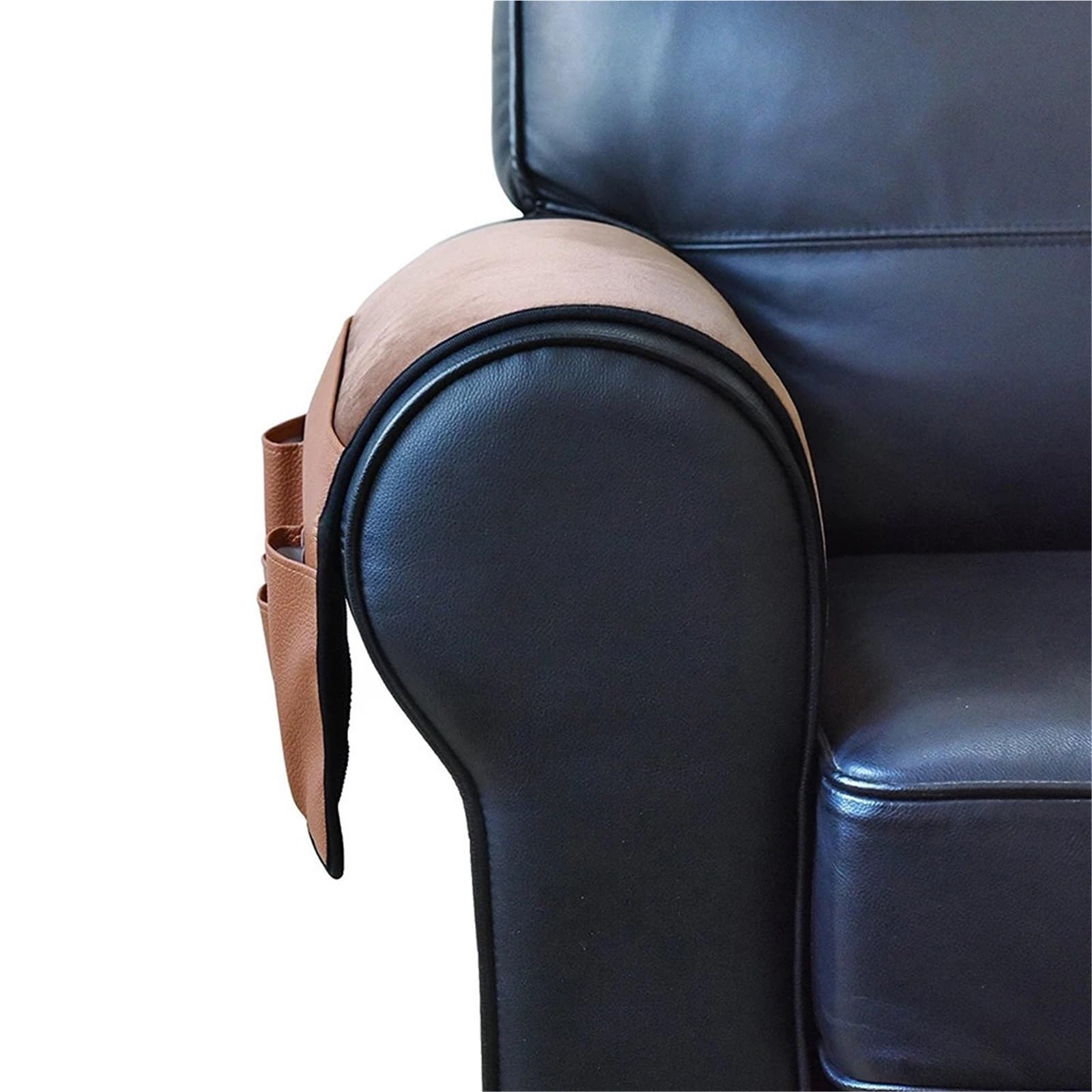 Hohota 5 Pocket PU Leather Sofa Hanging Bag Organizer Couch Storage Pouch Sofa Side Chair Armrest Hanging Storage Bag for Book Magazine(Gray)