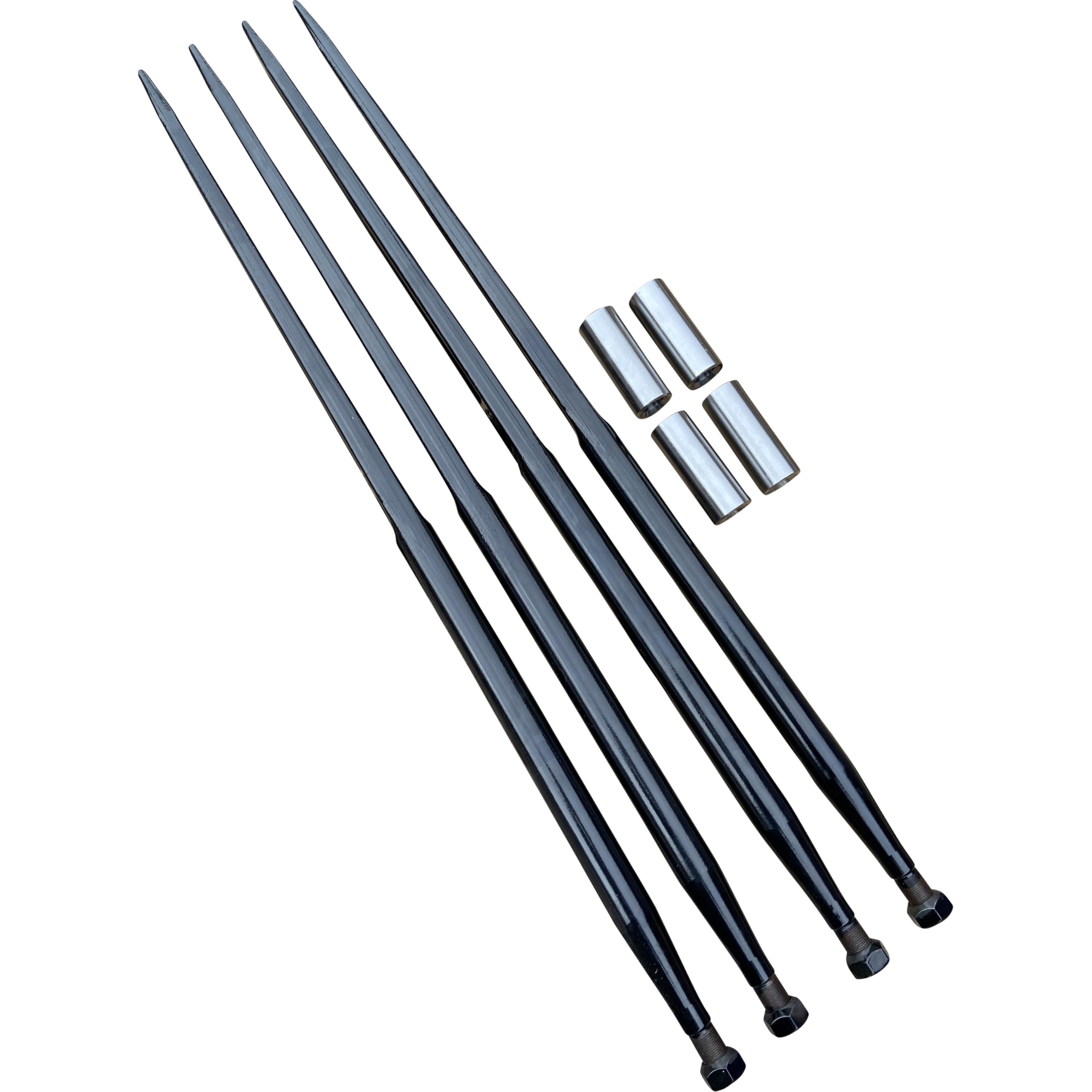 Set 4x Frontladerzinken 1100mm 4x Einschweißbuchsen Ballenzinken Zinken für Frontlader 110cm M22X1,5