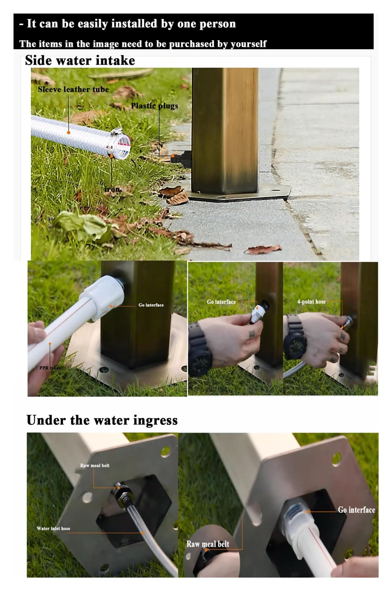 Colonne de Robinet d'extérieur, Colonne d'eau de Jardin Verticale cylindrique en Acier Inoxydable 304, Colonne indépendante de Jardin de Cour extérieure, siège de Conduite d'eau de