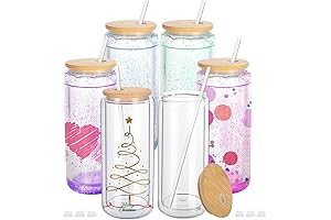 6 Pack Pre-Drilled Beer Glass Can Shaped Blank Double Wall Glass Cans...