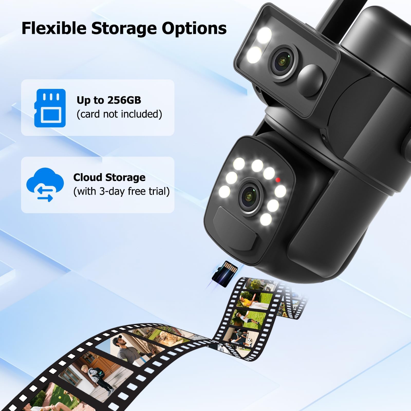 8MP Telecamera Wi-Fi Esterno Senza Fili con Pannello Solare 5W,Doppio Obiettivo Sorveglianza WiFi Videocamera Batteria 15000mAh,Visione Notturna Colori,Audio Bidirezionale,PIR Rilevamento,2.4G/5GHz