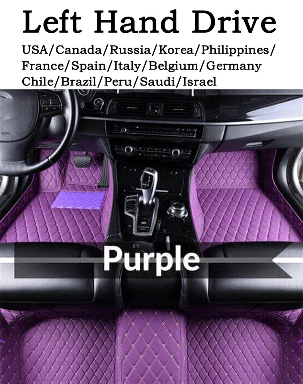 Alfombrillas De Coche para Q7 4L MK1 2005~2015, Alfombra Cuero Lujo, Antisuciedad, Juego Duraderas para Antideslizante Coche(LHD Purple)