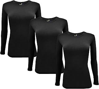M&M Scrubs Long Sleeve T-Shirt Under Scrub Top-Super Soft and Stretchy, Multi Pack of 3 (3 Pack Black, Small)