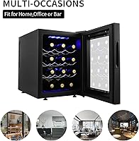 Vista 7 de Refrigerador de vino de 12 botellas, mini refrigerador de vino compacto con control de temperatura digital, enfriador termoeléctrico