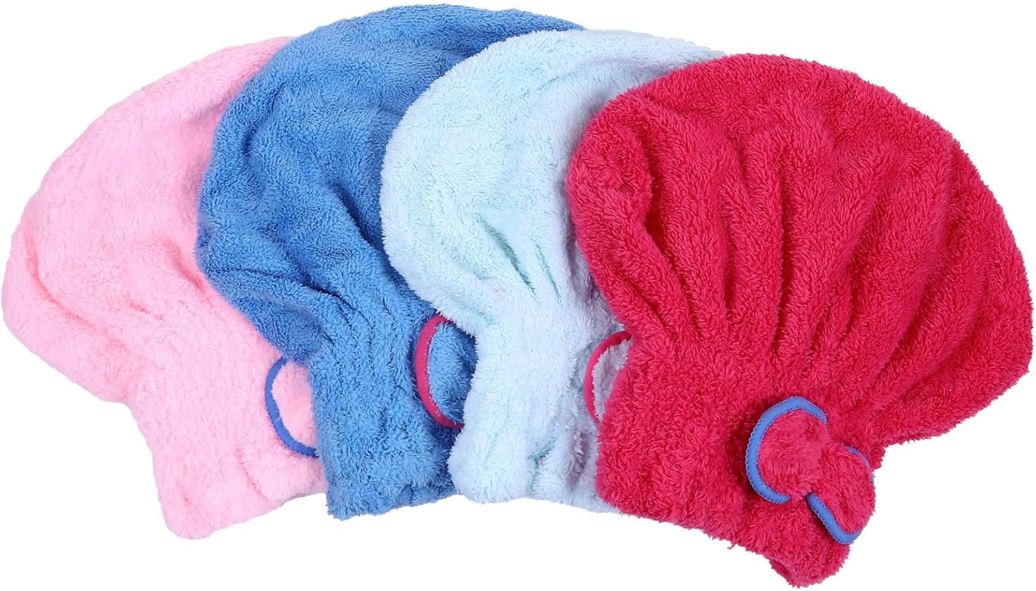 Baluue 4pcs Microfiber Hair Drying Cap with Bow for Fast Drying Comfort