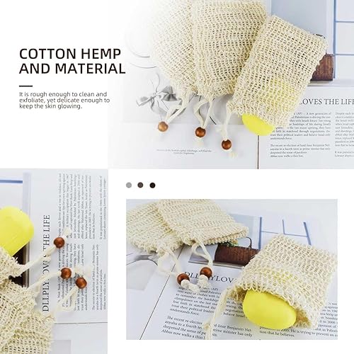 Miniatura 3 de Paquete de 5 bolsas ahorradoras de jabón, bolsa de jabón exfoliante para ducha, barra de malla, bolsa de jabón exfoliante de sisal natural para baño