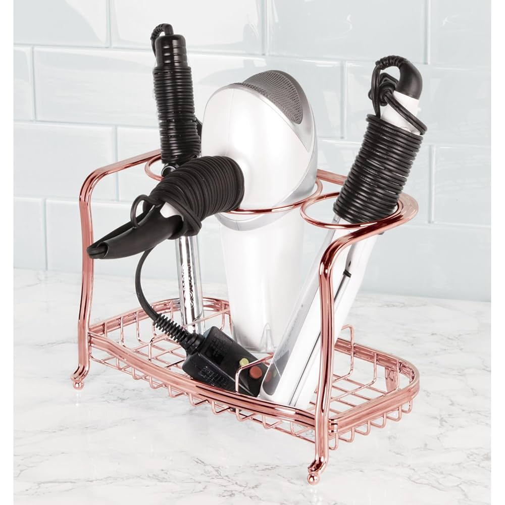 Organizer Per Phon E Piastre - Portaoggetti Da Bagno Con Portaspazzolino, Design Rosa - Foto 8