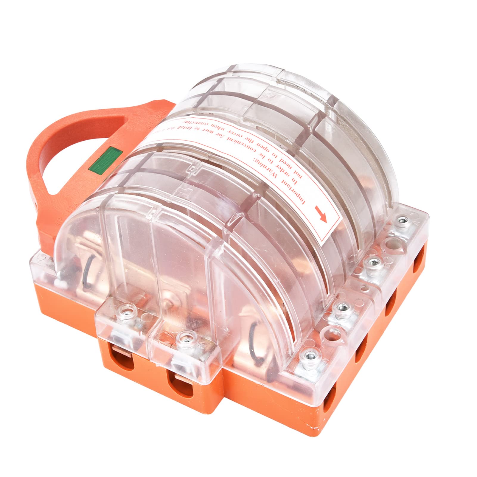 Yosoo Health Gear Interruptor de Cuchilla de 4, Interruptor de Cuchilla de Desconexión Transparente 160A AC380V Resina ABS Cobre con Indicadores LED Orificios de Cableado Grandes de Doble Tiro