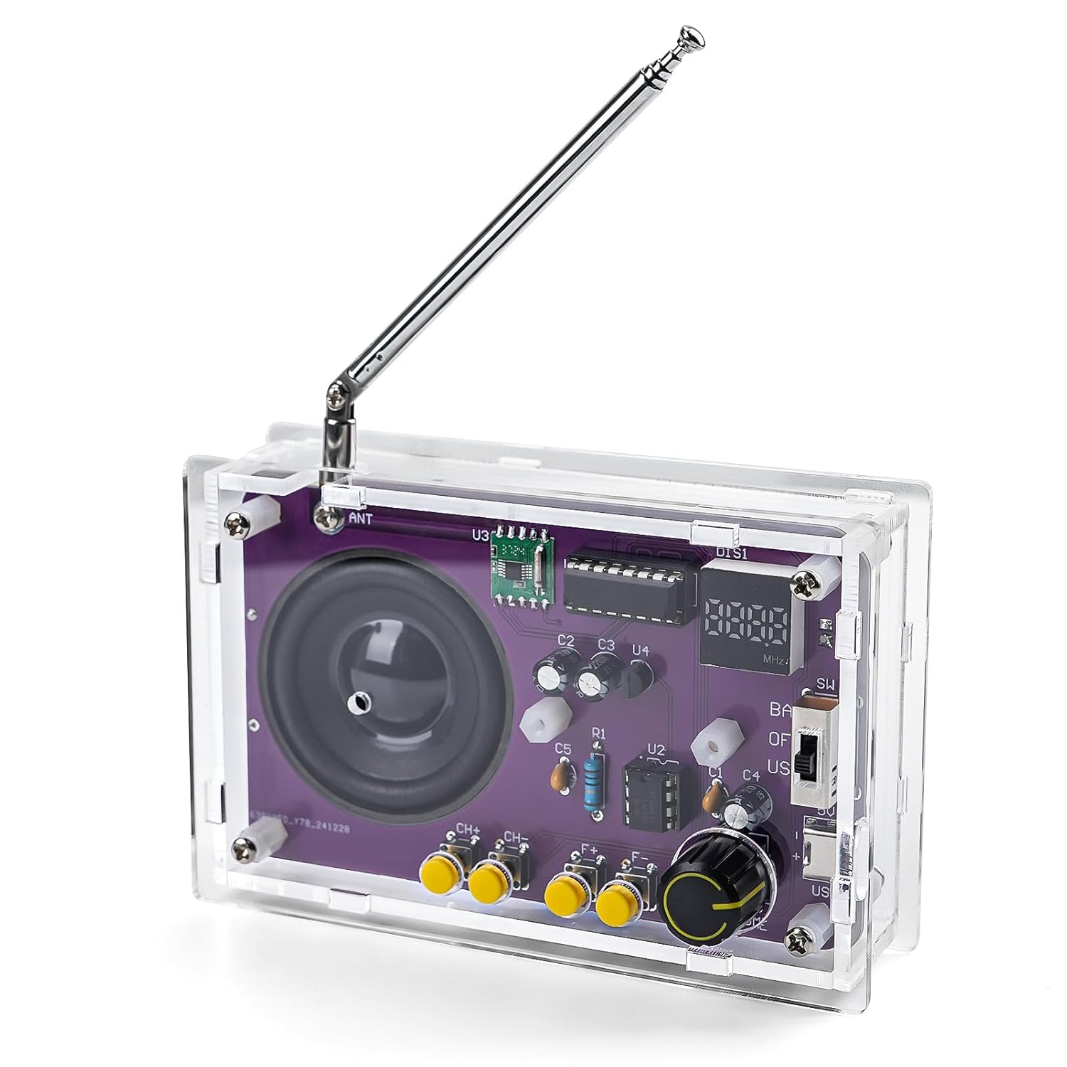 Radio with 2inch Speaker and Acrylic Case DIY FM Radio Soldering Project Electronic Soldering Practice Kit for High