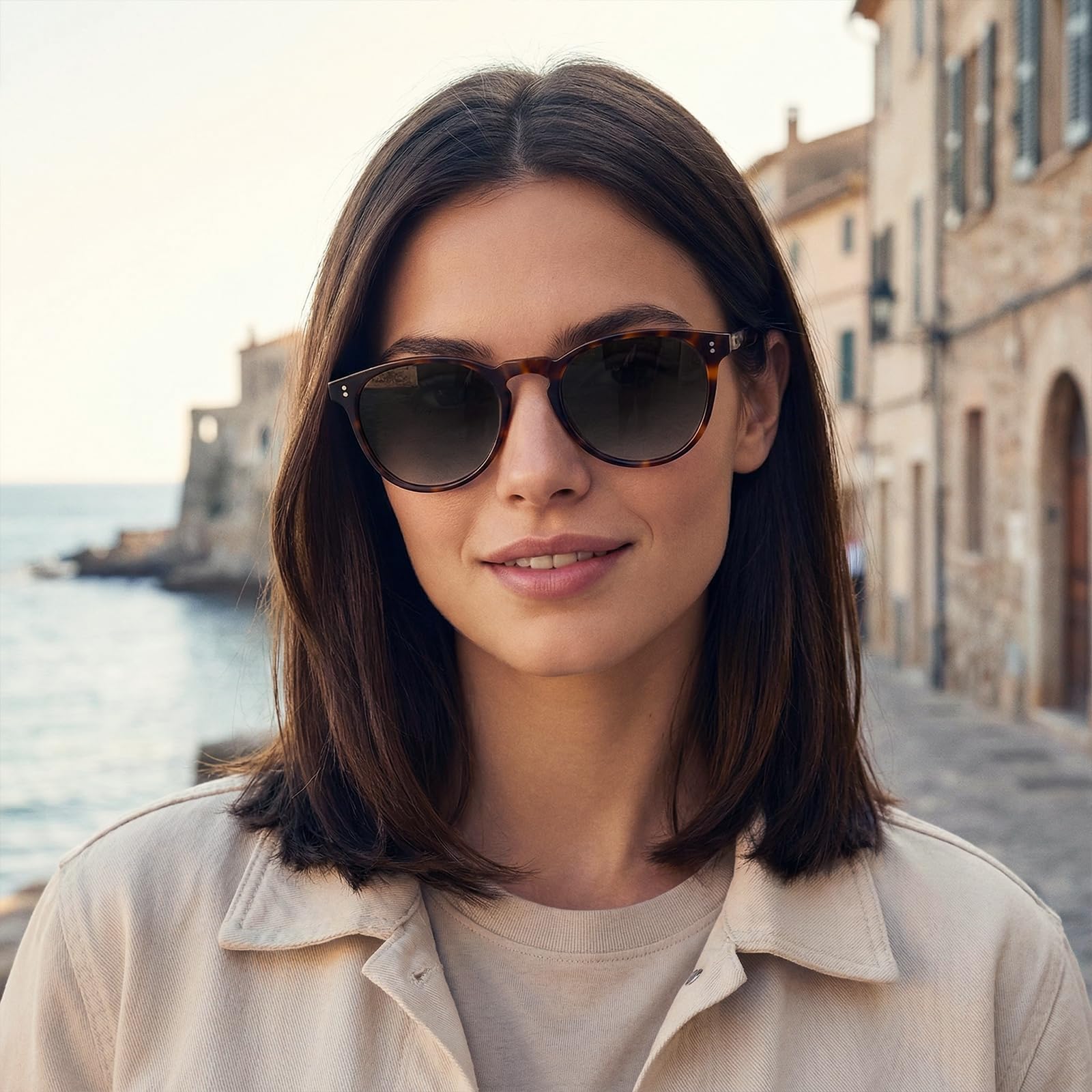Carfia Lunettes de soleil polarisées à la mode vintage avec motif léopard tortue et protection UV400 avec étui et chiffon de nettoyage CA2307