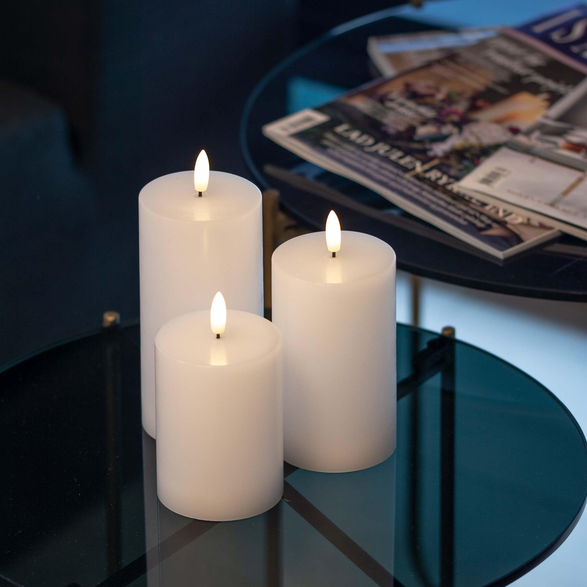 Sirius Sille Lot de 3 bougies LED Blanc 7,5 cm