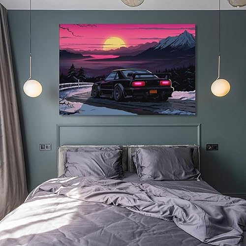 Miniatura 8 de Jdm Anime Sunset - Pósteres e impresiones de auto japonés S13 para automóvil, arte de pared, decoración de sala de estar para hombres, pinturas