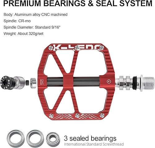 Miniatura 3 de Pedales de bicicleta de montaña MTB, plataforma plana, aleación de aluminio, antideslizante, 916 pulgadas, pedales de bicicleta de metal con 3