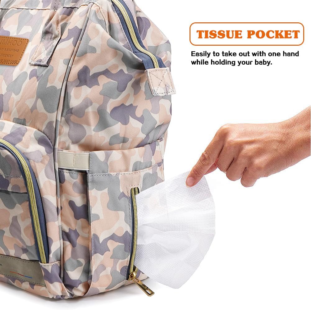LIMHOO Diaper Bag Backpack for Men Dad, Waterproof Large Canvas Camo Nappy Bags, Baby Care Bag (New Camouflage) - Image 5