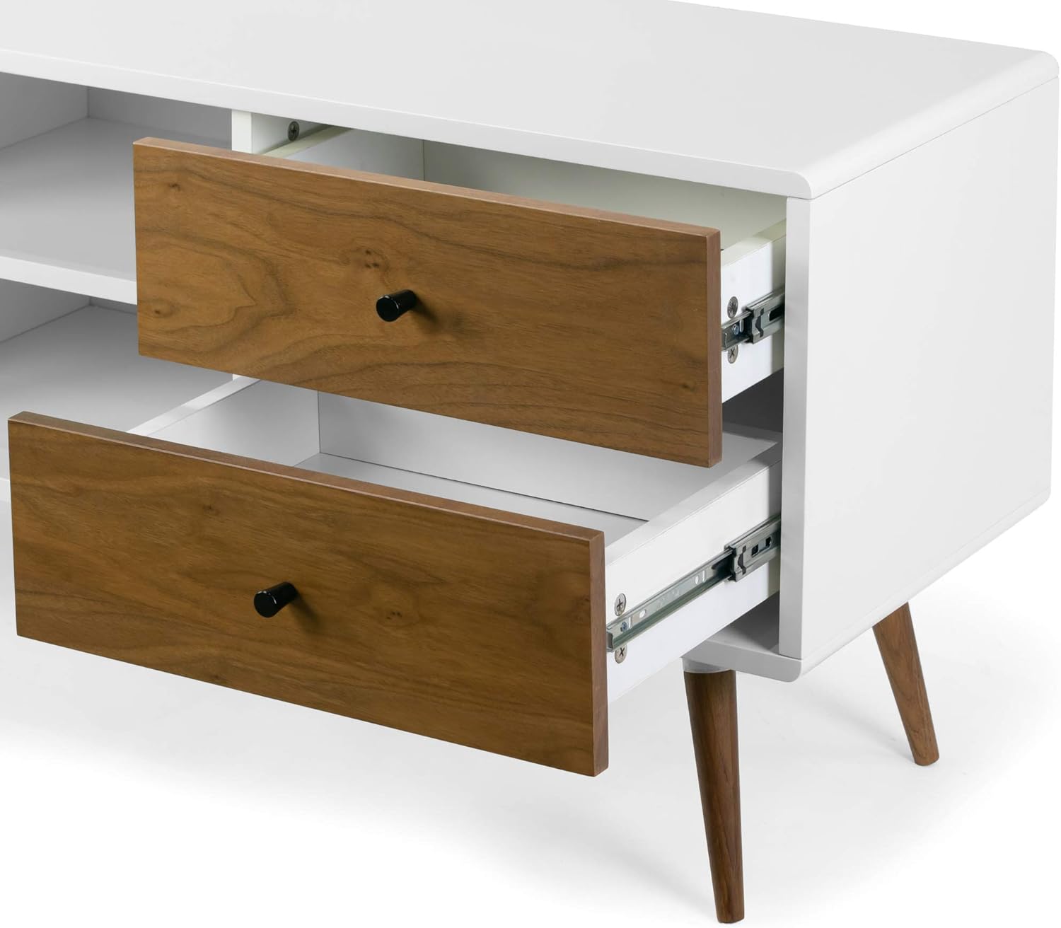 Glamour Home Alta Scandinavian Style Walnut and White Finish TV Stand