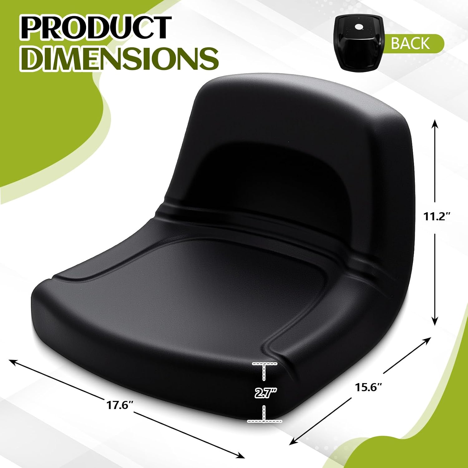Woanger Lawn Mower Garden Tractor Seat Black for Lawn Mowers Garden Tractors Turf Equipment Forklifts Skid Steer Loaders