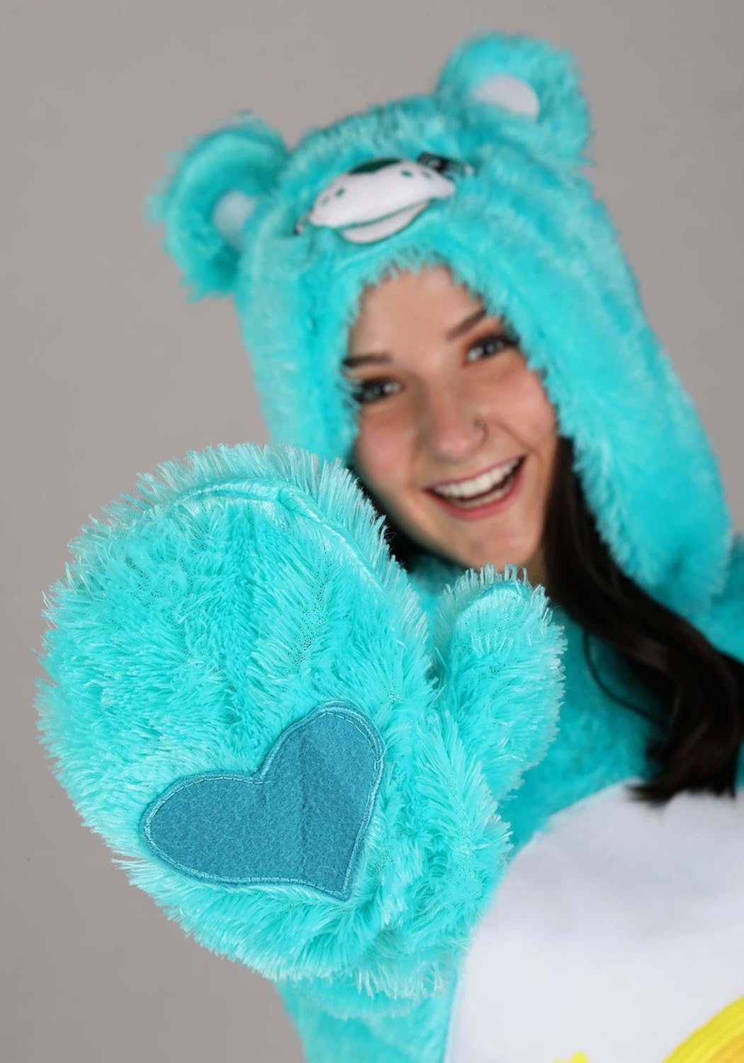 Care Bears Adults Wish Bear Costume Unisex, Shooting Star One-piece Halloween Outfit, Blue Belly Badge Animal