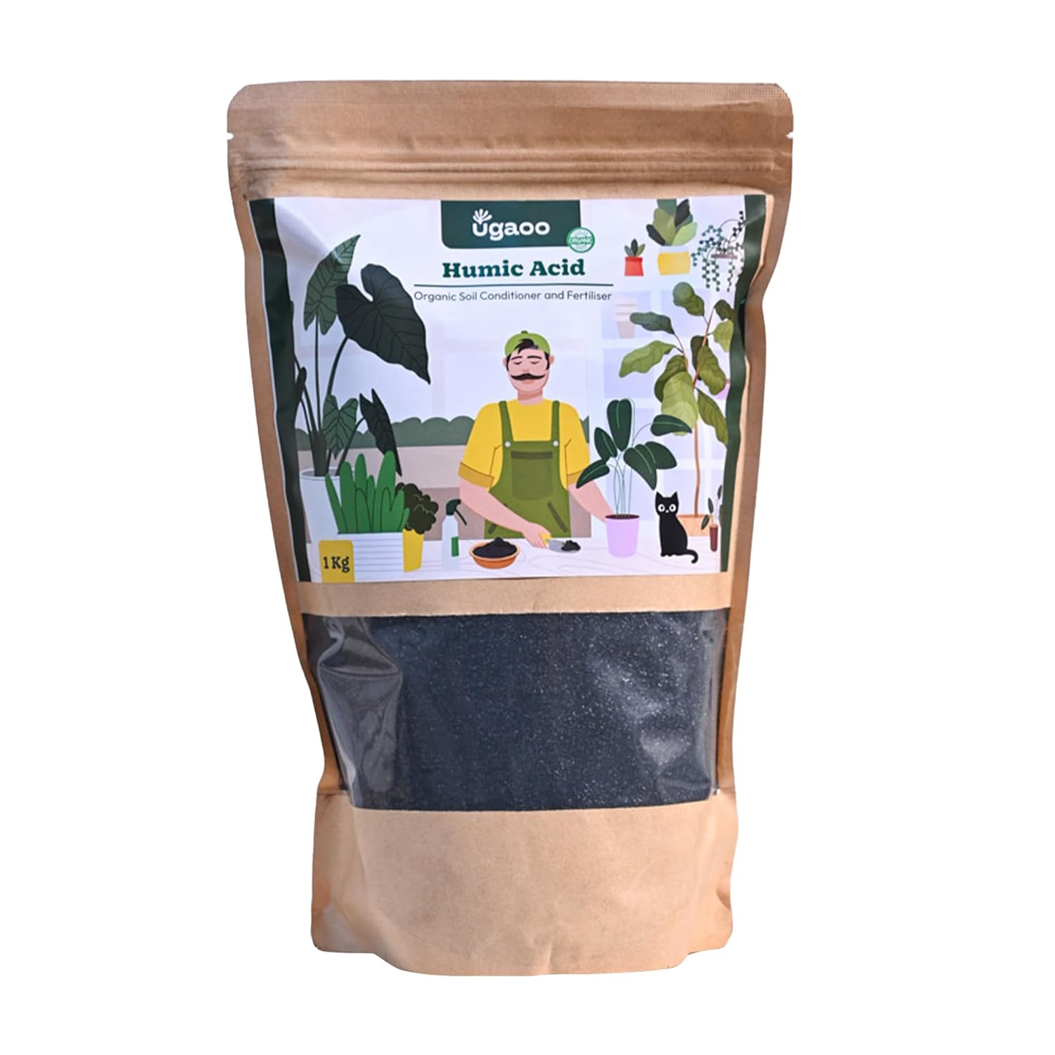 Image of UGAOO Humic Acid 98% Fertilizer for Plants 1 Kg | Organic Soil Conditioner & Fertilizer for Potted Plants, Home Garden, Growth Enhancer, Improves Root System