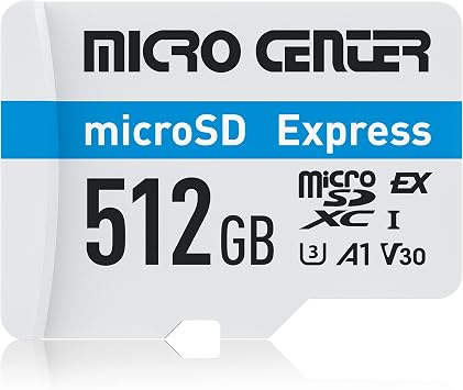 بطاقة ذاكرة Micro Center microSDXC بسعة 512 جيجابايت UHS-I U3 V30 A1 MicroSD Express، تصل سرعتها إلى 890 ميجابايت/ثانية للقراءة وما يصل إلى 800 ميجابايت/ثانية للكتابة