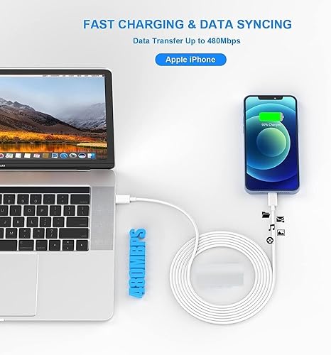 Miniatura 5 de Cargador súper rápido para iPhone 14, [certificado MFi de Apple], 40 W, cargador USB C de doble puerto, bloque de carga rápida, paquete de 2 cables