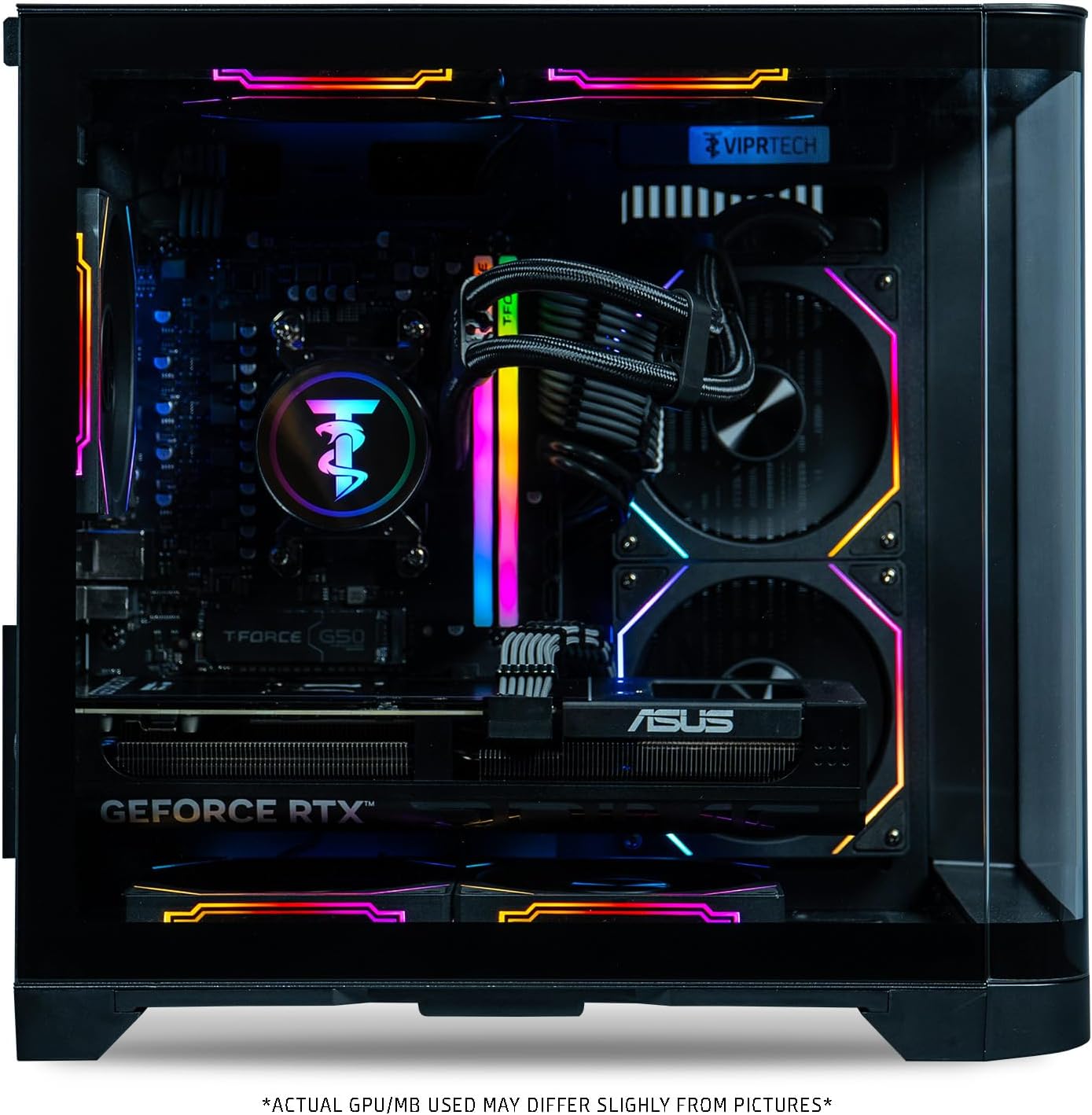 ViprTech Reaper 3.0 Liquid-Cooled PC - AMD Ryzen 7 8700F (5.0Ghz Turbo), RTX 4070 Super 12GB, 32GB DDR5 6400, 2TB NVMe SSD, 800W Gold, VR-Ready, WiFi BT, Win 11, Gaming Desktop Computer Black