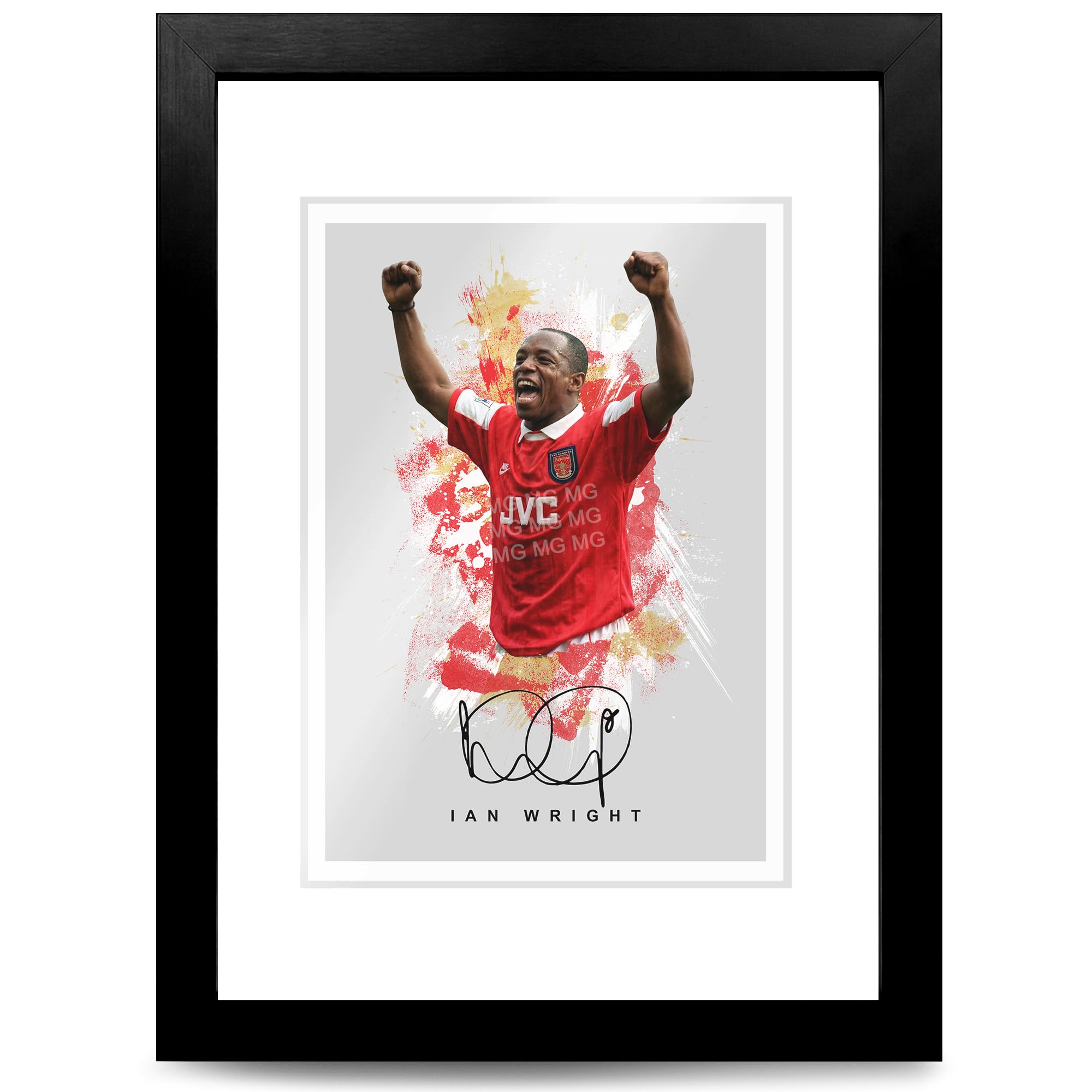 Ian Wright Arsenal Legend Signed Photo Poster A4/A3 Print Picture Display Framed Autograph Memorabilia Gift Football Fans England (Grey A4 Framed & Mounted)