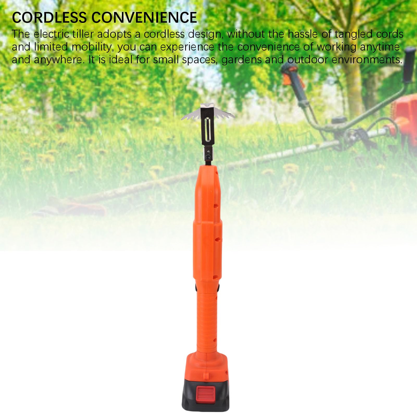Luocute Cultivador Inalámbrico, Azada Eléctrica de 2500 RPM con Batería de 1500 MAh para Cultivo de Suelo de Jardinería, Ergonómico Ligero (Enchufe de la UE)