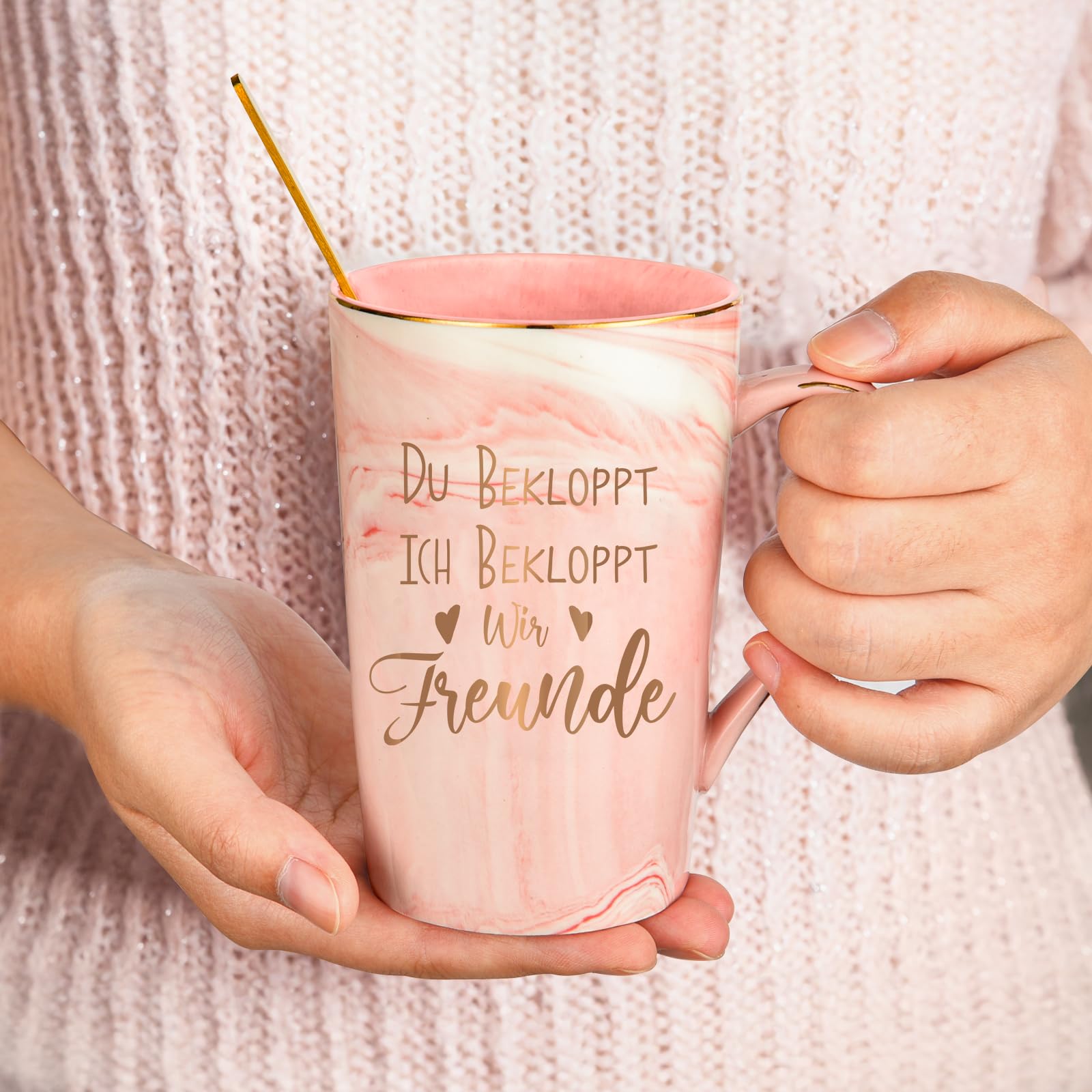 Diztoud Gift for Boyfriend Christmas Gifts for Friends Girlfriend, Colleague Mug with Saying Du Ich Bekloppt Wir Freunde - Image 4