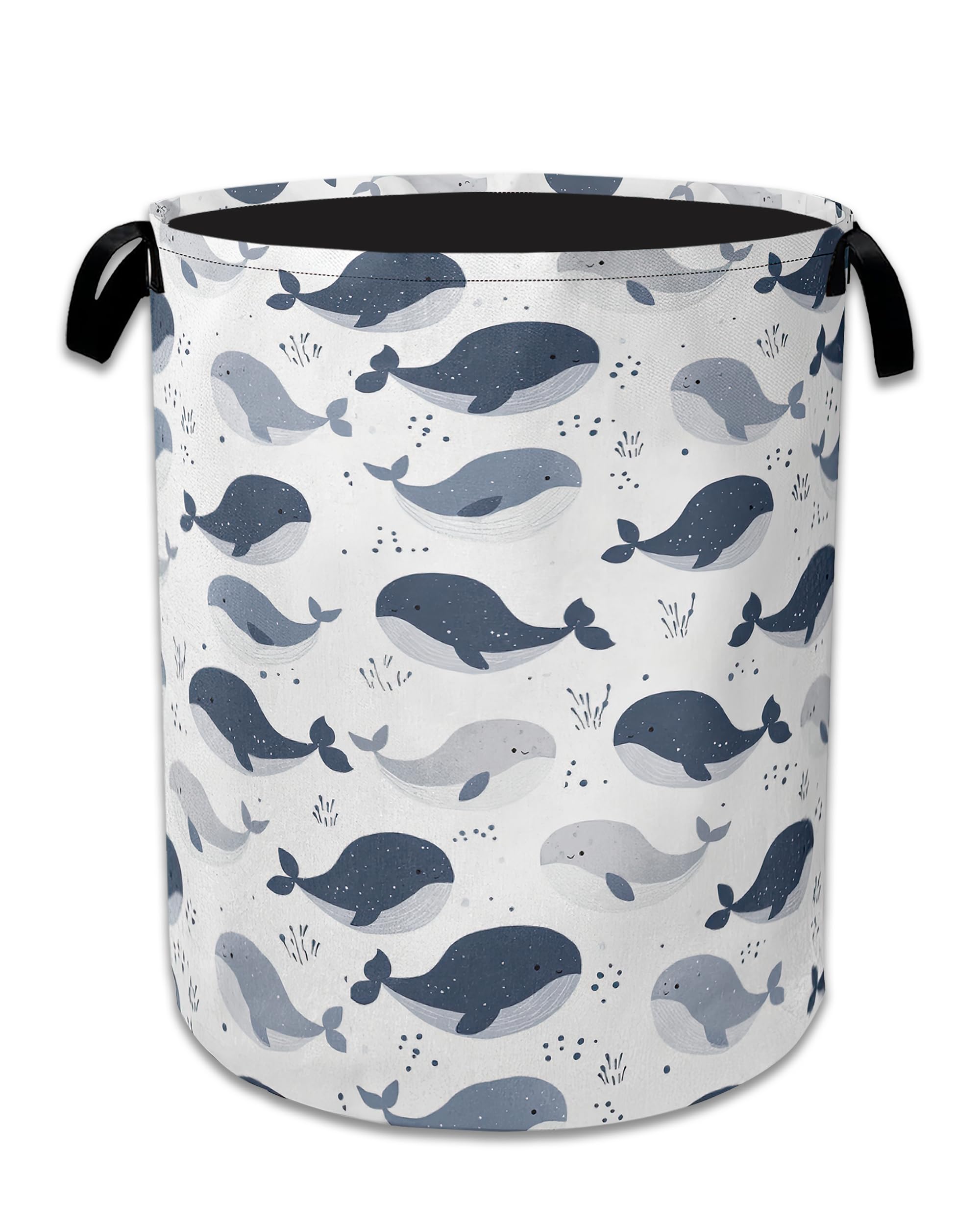 Cartoon Whale Laundry Basket Collapsible Laundry Hamper with Handle, Oxford Clothes Toy Storage Bin for Bathroom Bedroom Room Decor, Gift Basket 16" X 20.8"