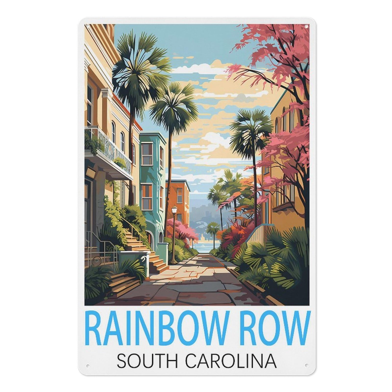 Row South Carolina Retro Design Tin Paintings Vintage Tin Sign 08x12inch(20x30cm) Wall Art for Home Office Bedroom Living Room Cafes Wall Decor