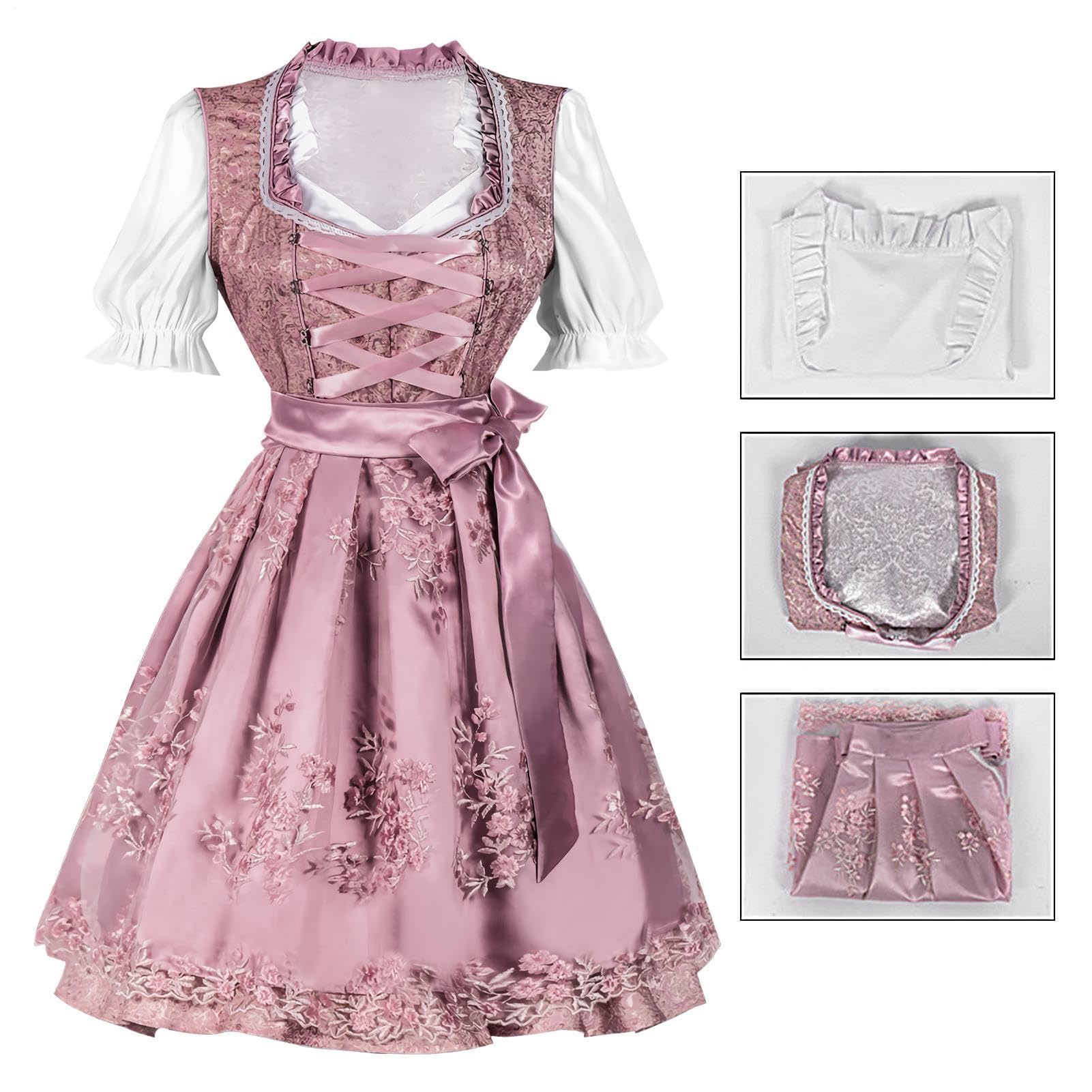 Oktoberfest Dirndl z fartuchem, na Halloween, bawarski strój pokojówki | Kostium na festiwal piwny dla kobiet i dziewcząt, na Wielkanoc, karnawał, Boże Narodzenie, teatr, imprezy