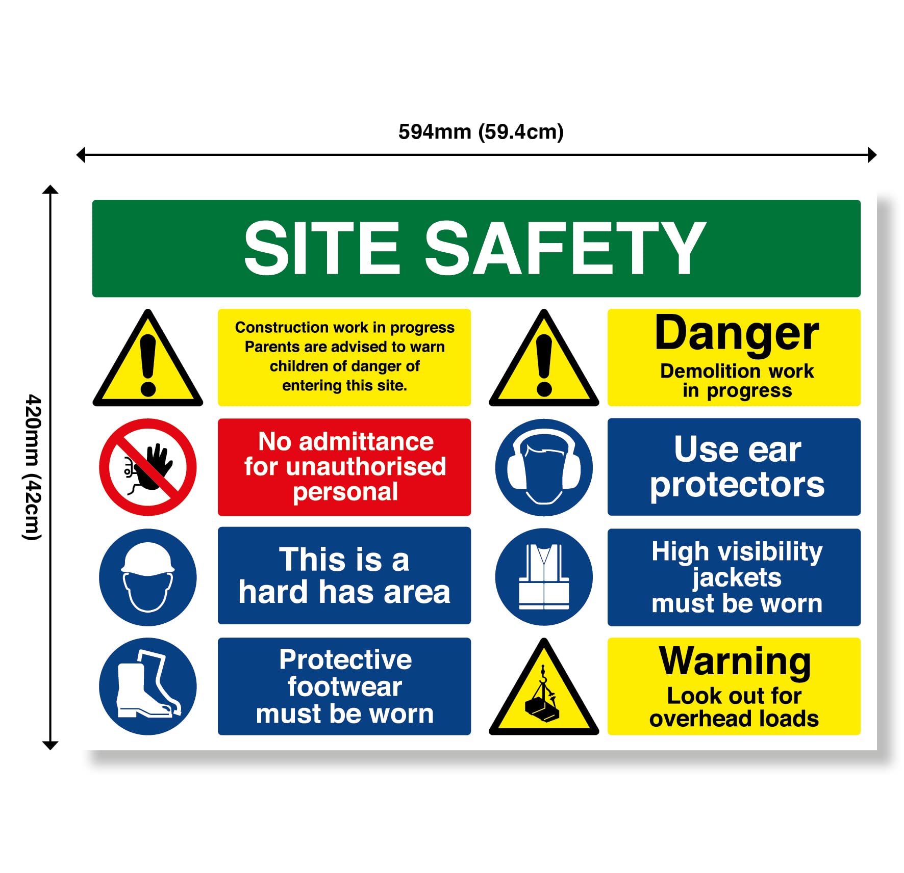 Site Safety Sign, 1 x A2 Safety Signs, A2 Large 594mm x 420mm, Site Safety Sign, Warning Sign, 3mm Fomex - Image 2
