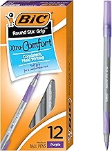 Bolígrafo BIC Round Stic Grip Xtra Comfort Fashion Ball Point; Púrpura; Paquete de 12