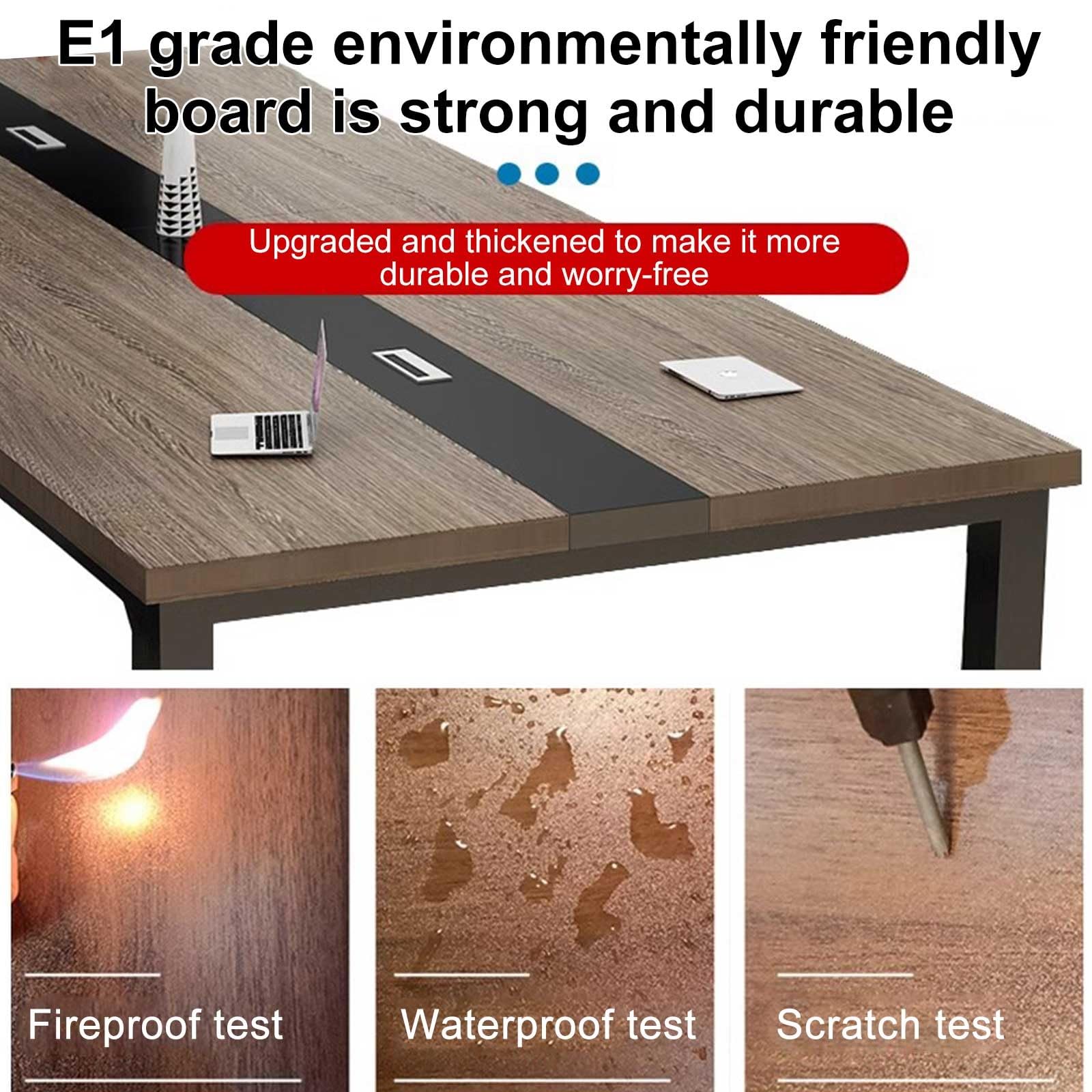 Mesa de conferencias de oficina para reuniones y seminarios. Materiales de diseño moderno, ideal para espacios de trabajo colaborativos, entornos empresariales y reuniones profesionales