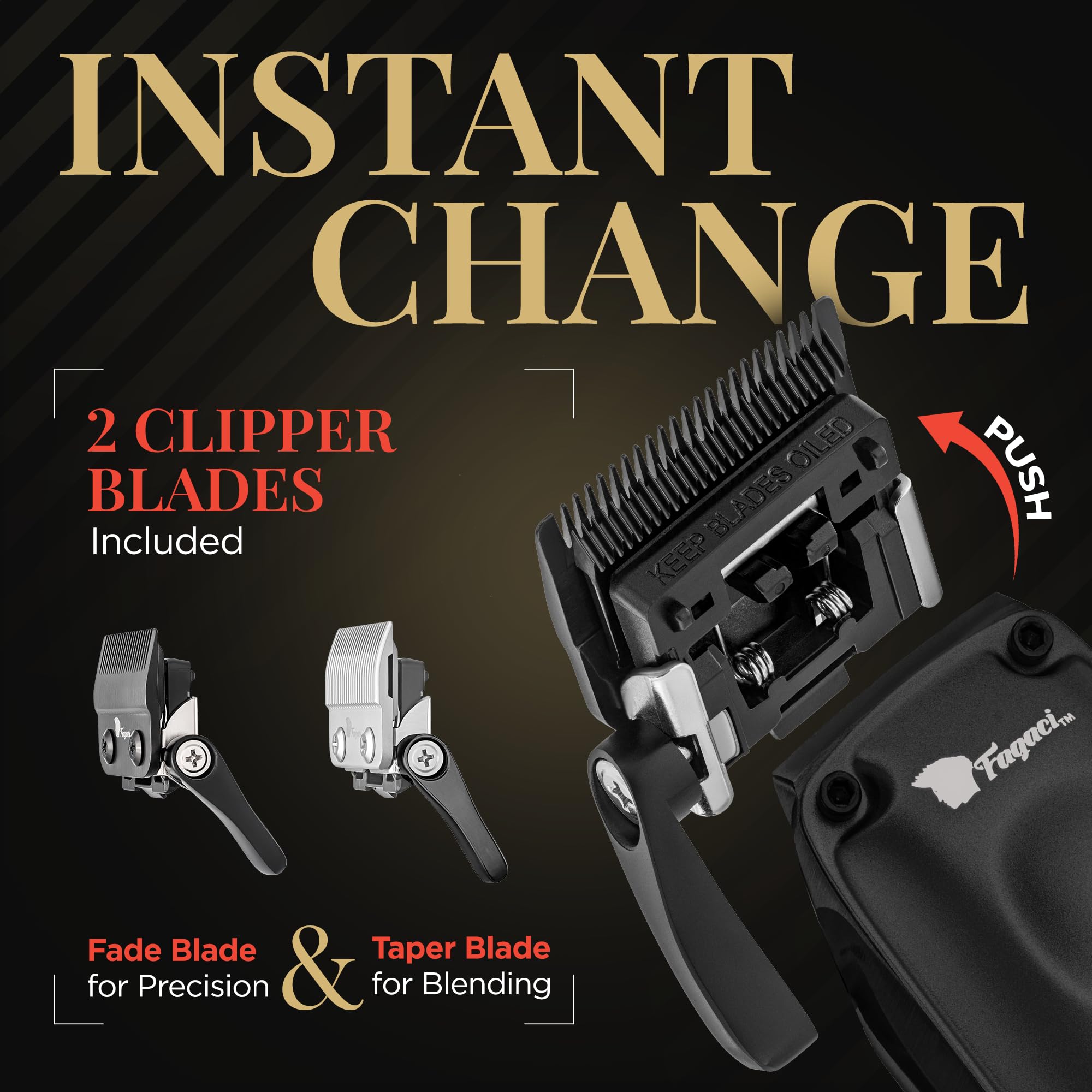 Fagaci Professional Hair Clippers Men Cordless with Superior Precision, Brushless Motor Barber Clippers and Trimmers Set - Image 3