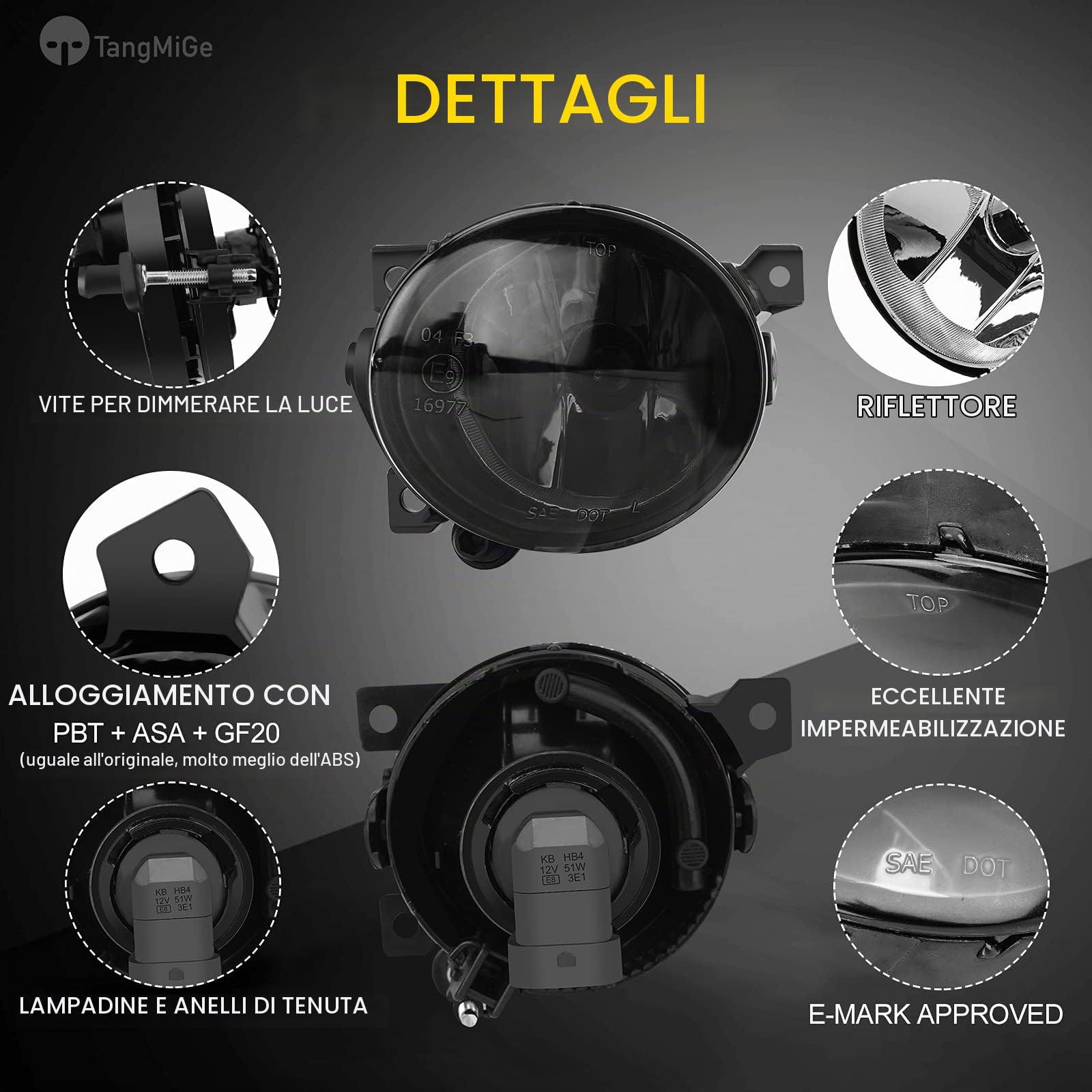 TangMiGe Fendinebbia compatibile con Volkswagen GTI Golf V/5 Jetta III/3 Scirocco Up Amarok, (VW 1K1 1K5 1K2 137 138), SEAT Mii KF1, Skoda Citigo, 10/2003-04/2017 (Fumo Nero)